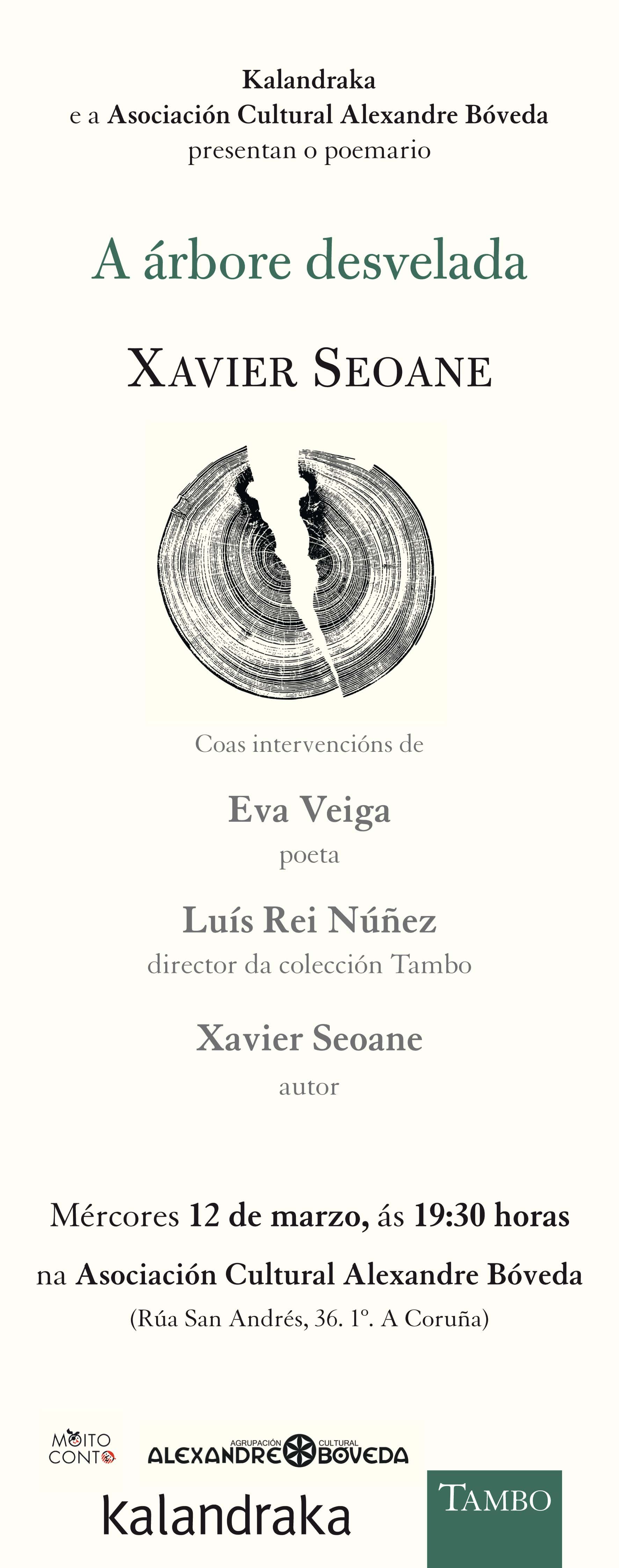 XAVIER SEOANE PRESENTA NA CORUÑA O POEMARIO «A ÁRBORE DESVELADA»