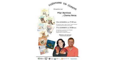 PILAR MARTÍNEZ Y CHEMA HERAS EN LA BIBLIOTECA DE CASTROPOL